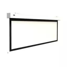 Ecran de projection Oray Ecran motorise : Squar »HC Format image 164 x 262cmSurface de projection blanc mat a dos noir et cadrage noir.