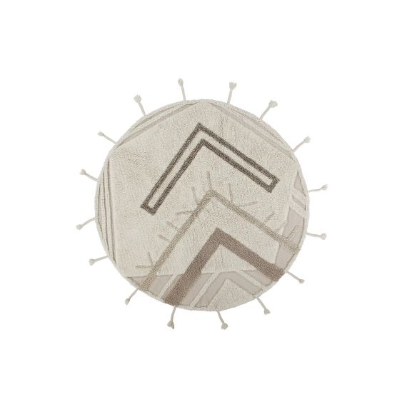 Tapis lavable en laine beige Ø160