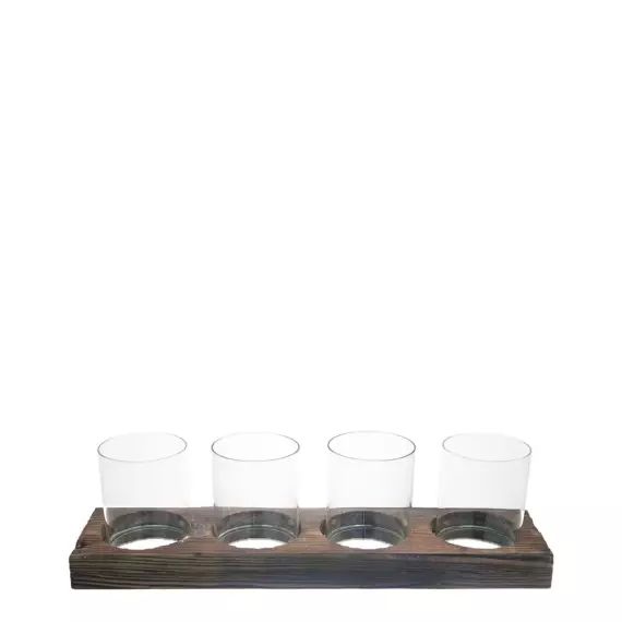 Set de 4 Photophores en verre transparent et marron L18