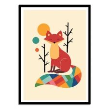 Affiche d’art enfant – RAINBOW FOX –  50 x 70 cm