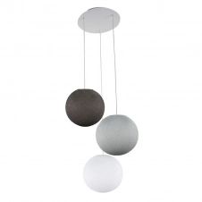 Plafonnier 3 globes S blanc-gris perle-graphite