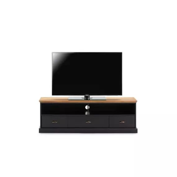 Meuble TV campagne gris ZANDIARA  anthracite/ciré ALPHONSE 2