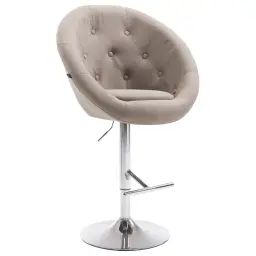 Tabouret de bar réglable pivotant en tissu Taupe