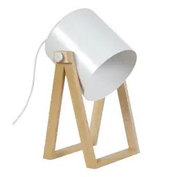 Lampe de bureau bois naturel et blanc