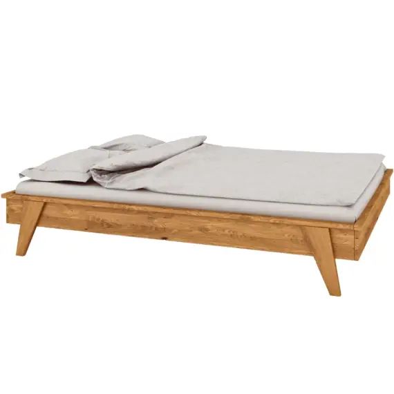 Lit avec pieds inclinés en chêne massif clair 160×200