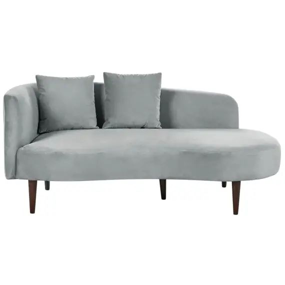 Chaise longue côté gauche en velours gris clair