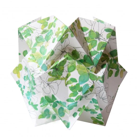 Lampe de table origami en papier motif printemps taille M
