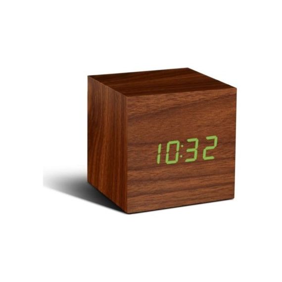 Radio réveil Gingko Cube Click Clock – LED Noyer / Vert
