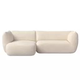 Canapé d’angle gauche  2 places en tissu beige