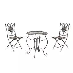Ensemble table et chaises de jardin en métal Bronze
