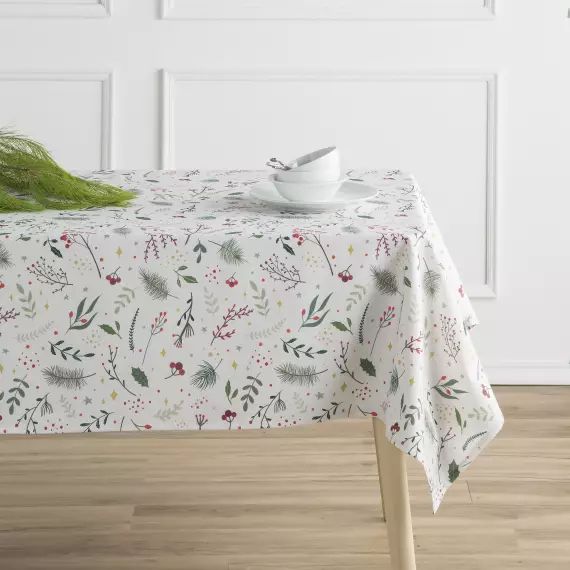 Nappe multicolore imprimée anti-taches coton 140×140 cm