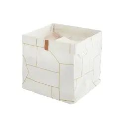 Panier de rangement pliable en polycoton blanc 31x31x31cm
