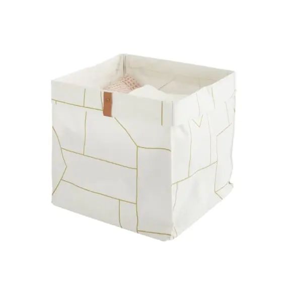 Panier de rangement pliable en polycoton blanc 31x31x31cm