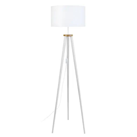 Lampadaire bois naturel et blanc