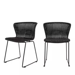 Wings – Lot de 2 chaises indoor/outdoor en résine tressée – Couleur – Noir