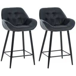 Lot de 2 Tabourets de bar Avec accoudoirs tissu Gris foncé