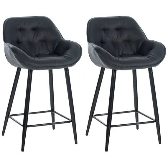 Lot de 2 Tabourets de bar Avec accoudoirs tissu Gris foncé
