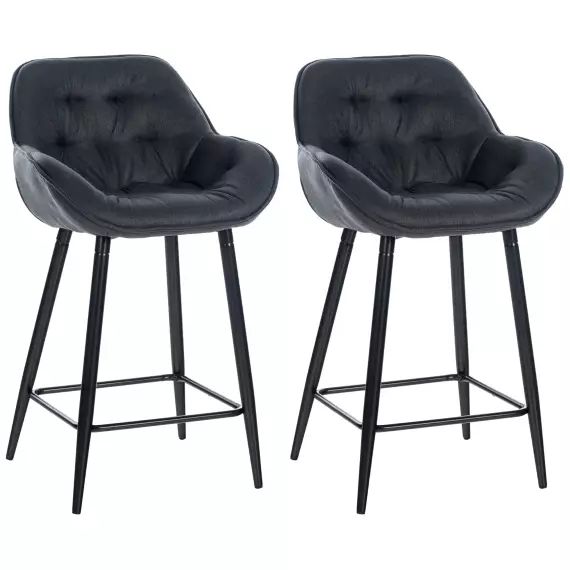 Lot de 2 Tabourets de bar Avec accoudoirs tissu Gris foncé