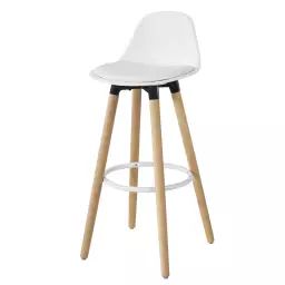 Tabouret de bar en bois avec dossier blanc