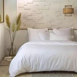 Parure de lit percale unie blanc 240×220 cm