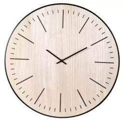 Horloge en bois de peuplier beige et noir D60