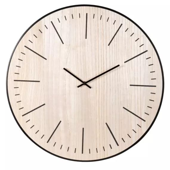 Horloge en bois de peuplier beige et noir D60
