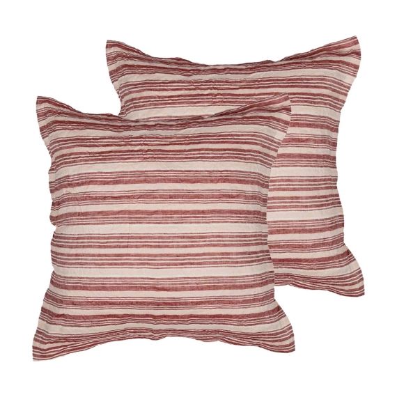 Lot de 2 taies d&rsquo;oreiller lin/coton lavé Cardinal 65×65