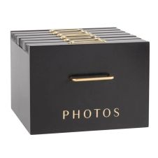 Boîte à photos 6 albums noire et dorée