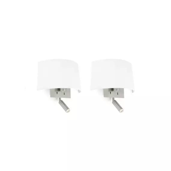 VOLTA-Lot de 2 Appliques avec liseuses LED Nickel/Blanc H29cm