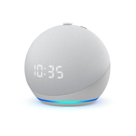 Assistant vocal Amazon Echo Dot 4 avec Horloge Blanc