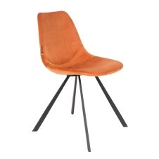 Chaise design de repas velours orange