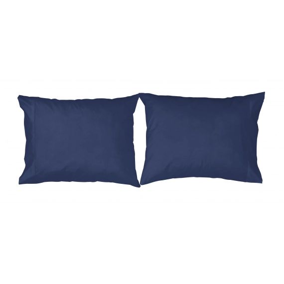 2 taies d’oreiller en coton bleu marine 50×75