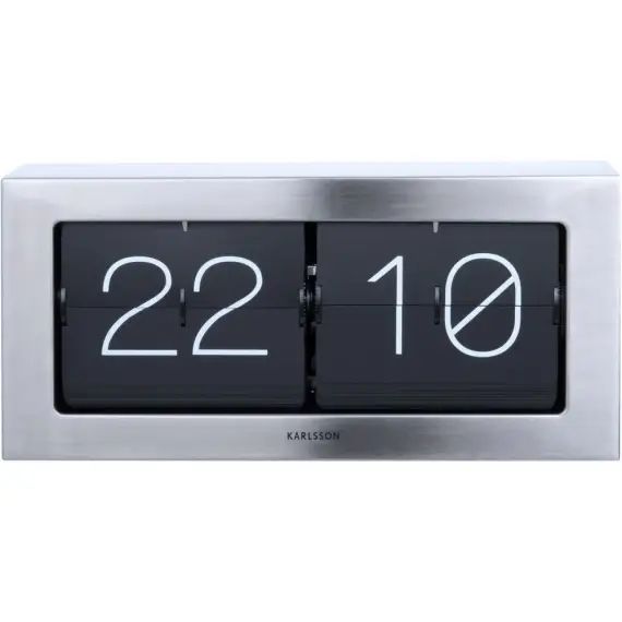 Horloge à poser flip box acier brossé et noir