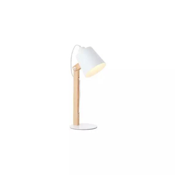 Lampe de bureau SWIVEL coloris bois/ blanc