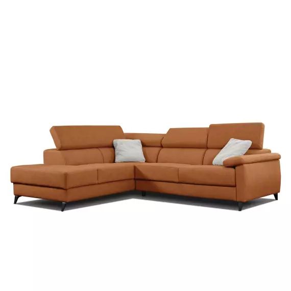 Canapé d’angle gauche 5 places marron