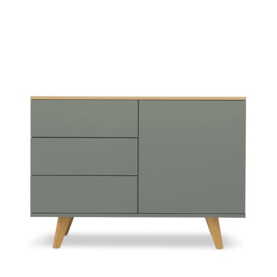 Petit buffet 109cm en bois plateau chêne gris