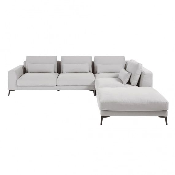 Canapé d’angle droit 6 places en coton et lin gris clair Portland