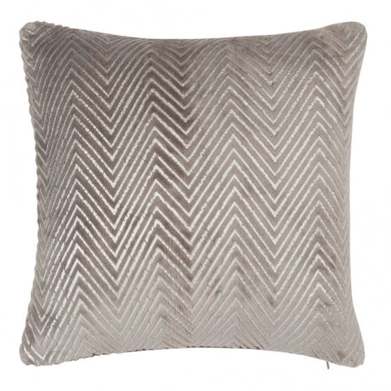Coussin motifs chevrons taupe 40×40