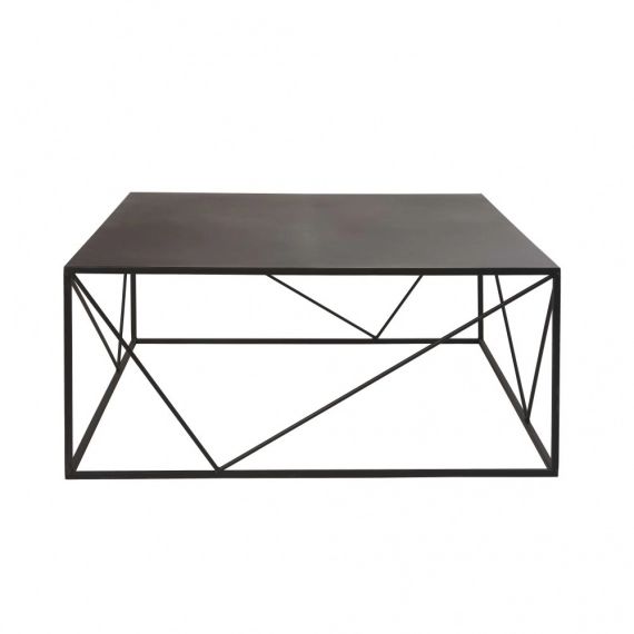 Table basse carrée en métal noir Edwin