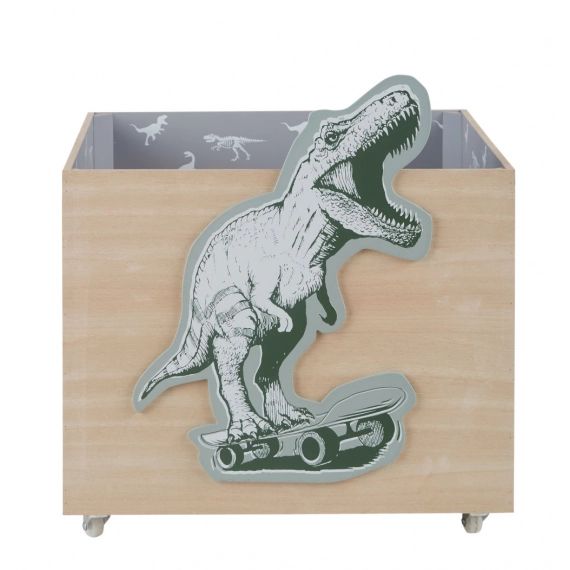 Caisse à jouets à roulettes imprimé dinosaures