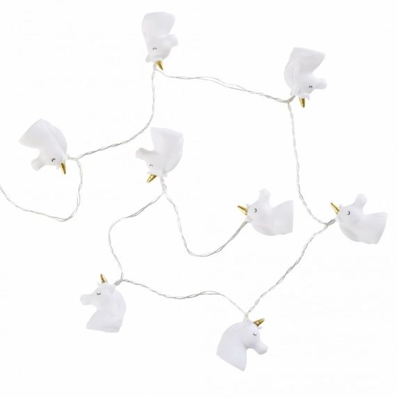 Guirlande lumineuse licornes 8 LED blanche et dorée L110