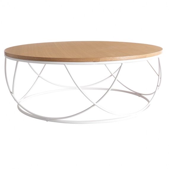 Table basse bois et métal blanc ronde 80 cm LACE – Miliboo & Stéphane Plaza