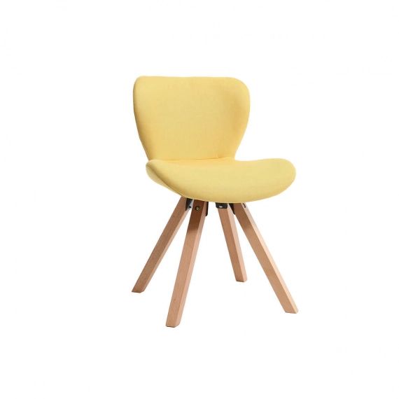 Chaise scandinave tissu jaune et bois clair ANYA
