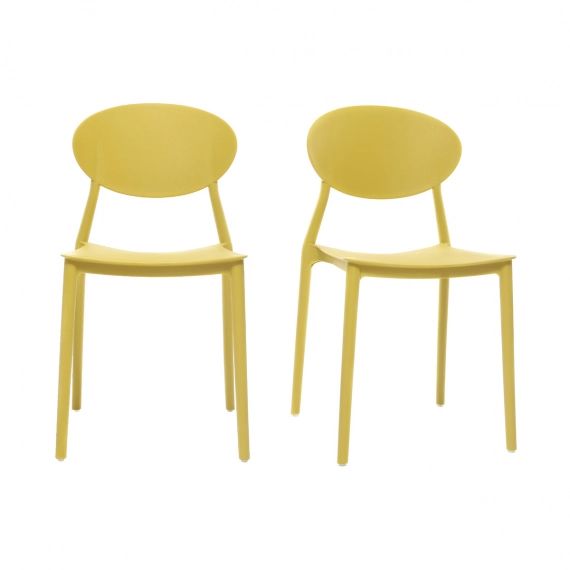 Chaises design jaune polypropylène empilables (lot de 2) ANNA
