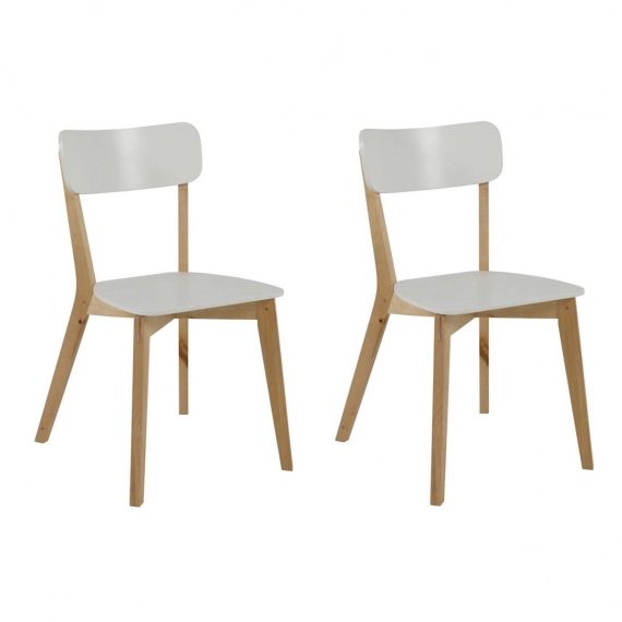 Chaise design bois et laqué blanc mat (lot de 2) LAENA