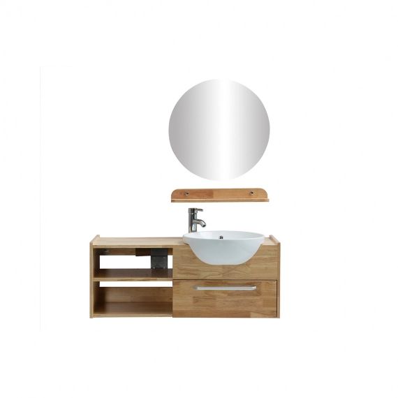Meuble de salle de bain : vasque, meuble sous-vasque, étagère et miroir EYTAN