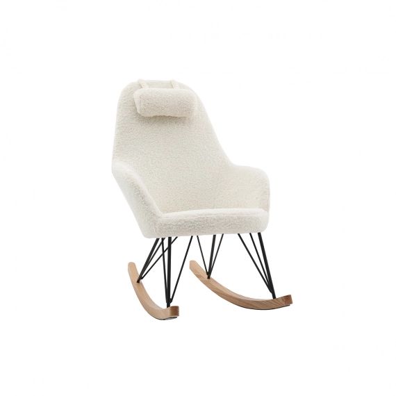 Rocking chair scandinave tissu mouton blanc JHENE – Miliboo & Stéphane Plaza