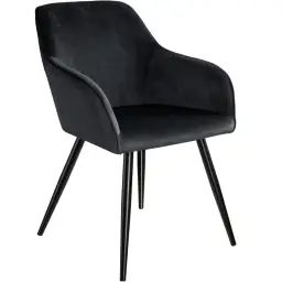 Chaise MARILYN Effet Velours Style Scandinave noir