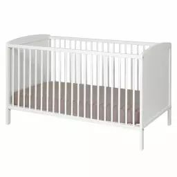 Lit bébé à barreaux 70×140 cm bois massif blanc