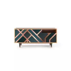 Meuble TV  bleu-vert 2 tiroirs et 2 portes L 125 cm